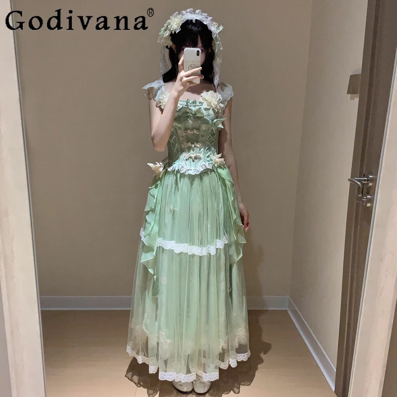 Китайское зеленое вечернее платье Лолиты для женщин, супер фея, красивое платье для дня рождения, женское платье принцессы Лолиты для взрослых
