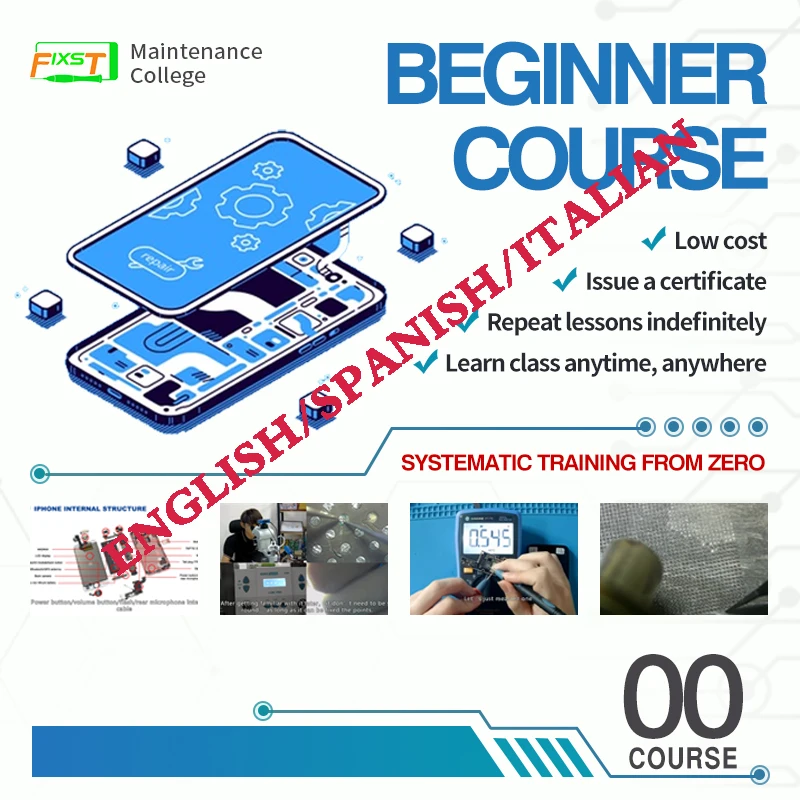 

FIXST iPhone Repair Basic online Training For Beginners English Spanish Italian Language Recording Teaching Issue Certificate