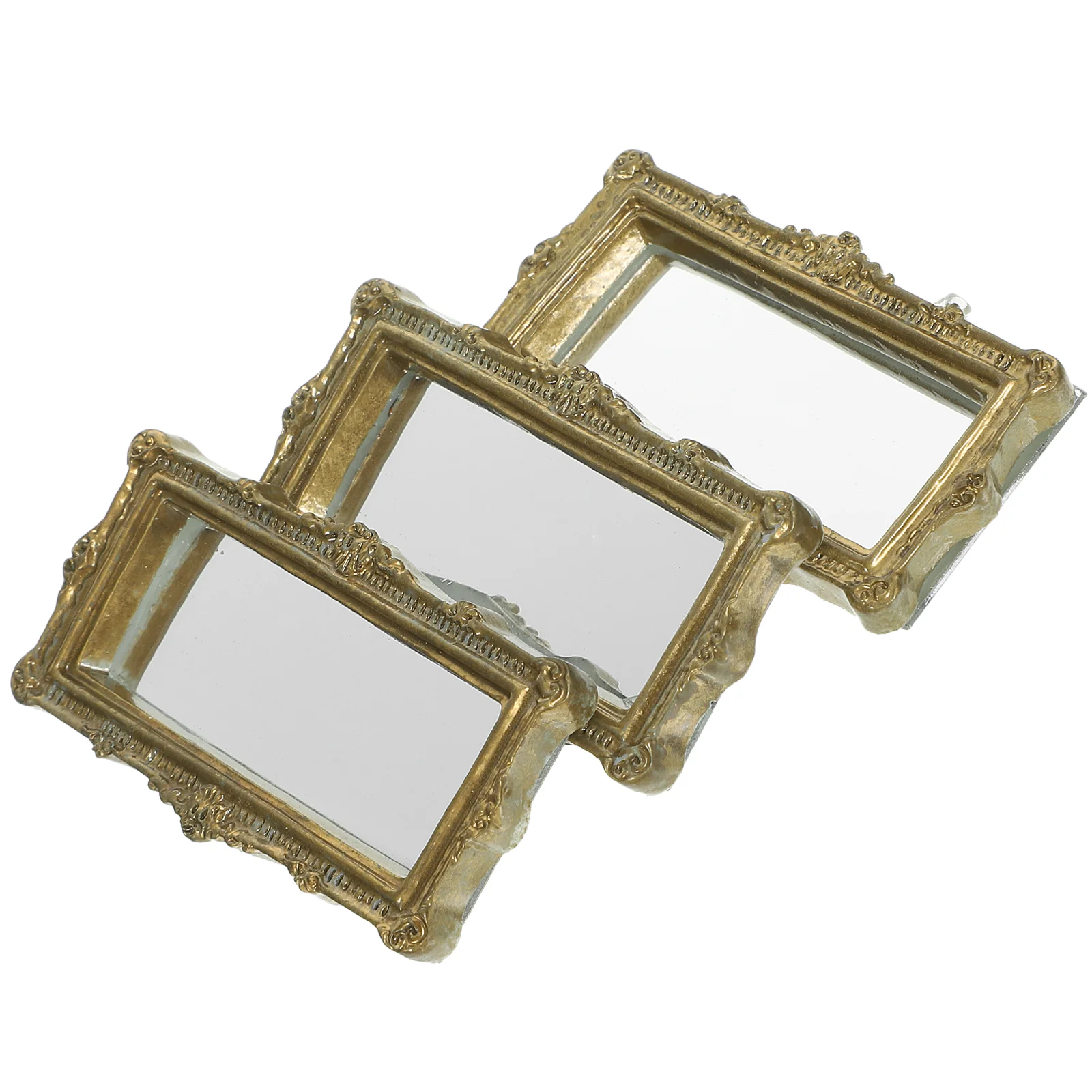 3Pcs Simulated Miniature Mirror Wear-resistant Mini House Decor Mini House Miniature Craft accessory