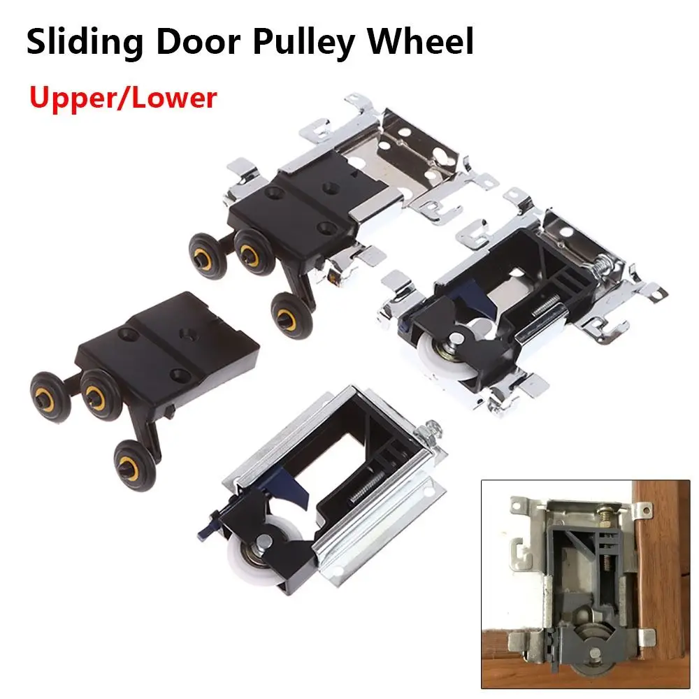 1Set Old Type Wardrobe Sliding Door Pulley Side Mounted Hanging Open Wheel Sliding Door Roller Wheel Heavy Duty