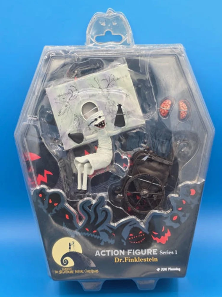 Disney jun planejamento pesadelo antes do natal dr finklestein figuras de ação série 1 presente de halloween a caixa é ligeiramente amarelada