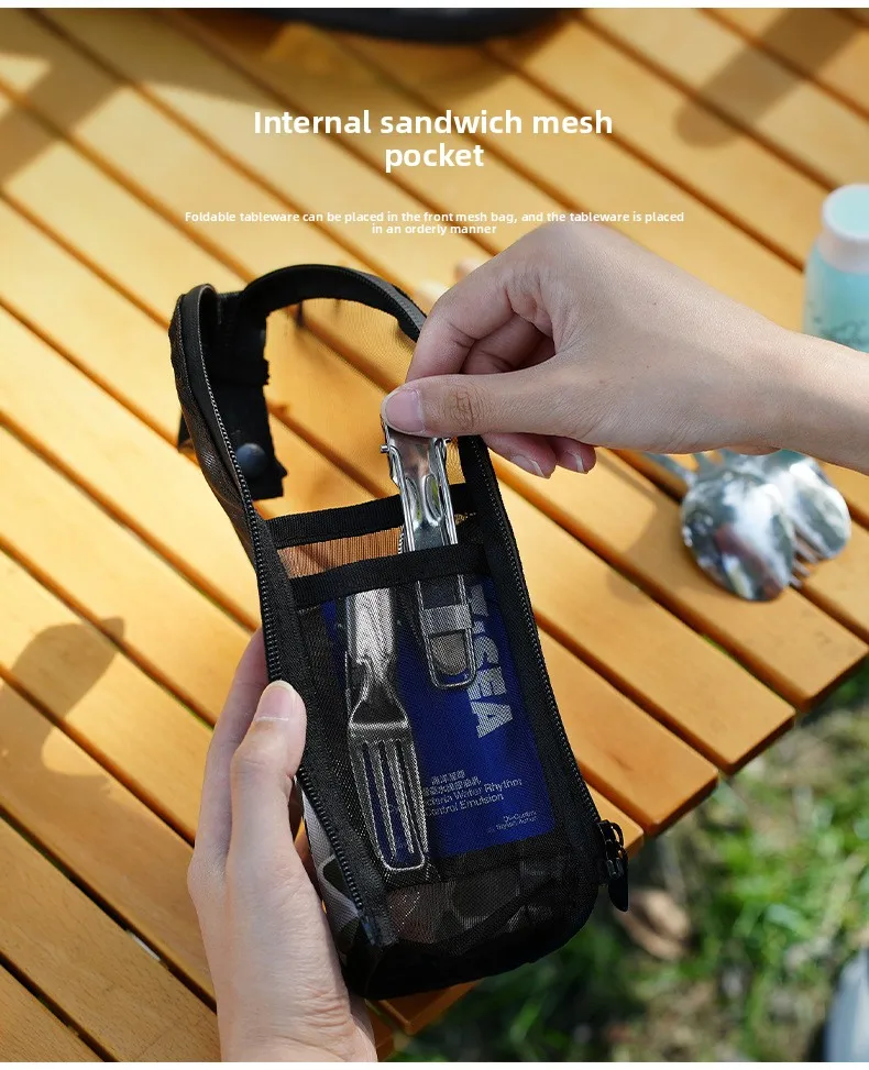 Sac de rangement de vaisselle d'extérieur avec fonction de vidange, sac à main portable, sac d'articles divers de camping