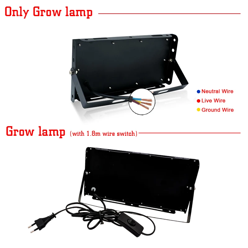 Full Spectrum LED Grow Light Phyto Lamp AC 220V 50W 100W with EU Plug for Greenhouse Hydroponic Plant Growth Floodlight Lighting