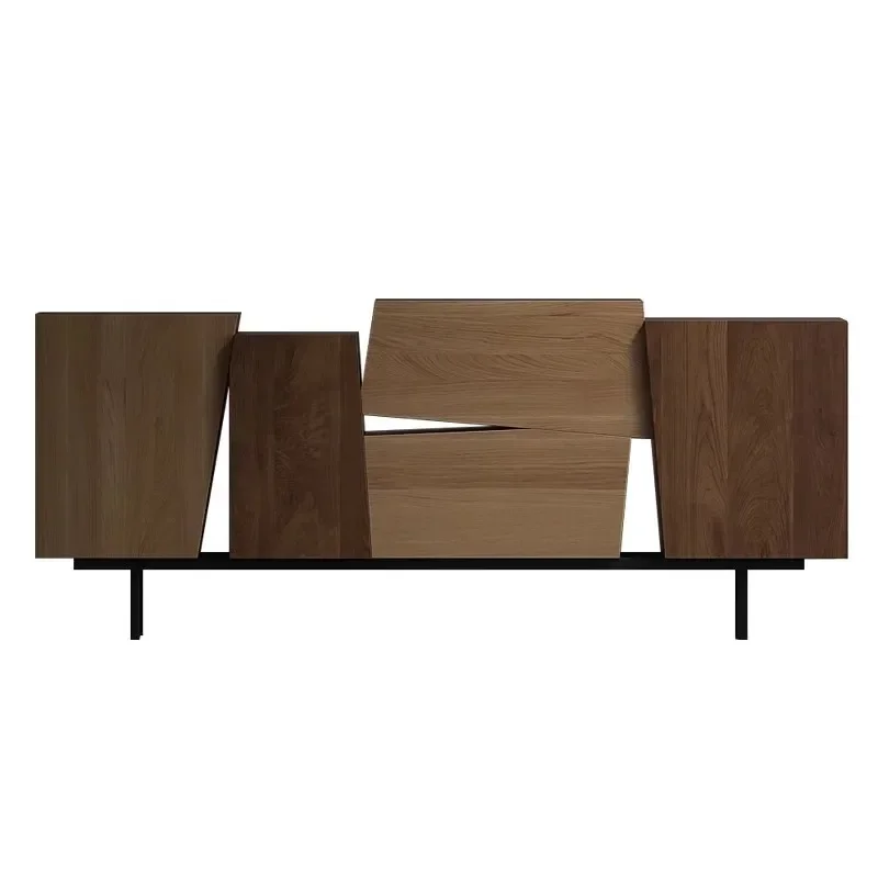 

Nordic modern floor-to-ceiling solid wood paint dining side cabinet retro locker wabi wind living room light luxury entrance