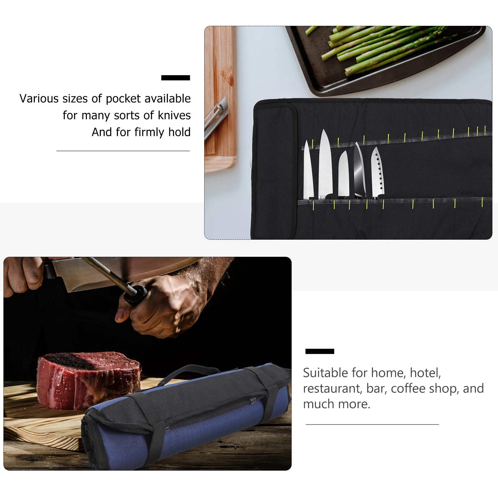 

Portable Chef Roll Bag 22 Slots Knives Carrying Case Oxford Fabric Versatile Storage Organizer for Cutlery Cutters