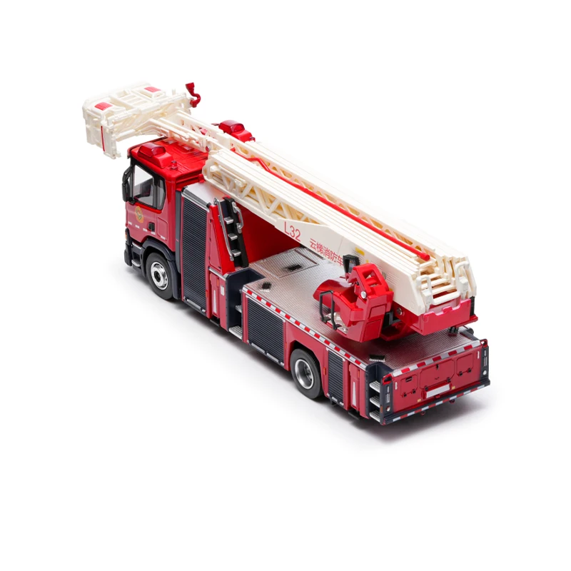 Diecast original escala 1:64 escada motor de bombeiros l32 liga modelo simulação decoração hobbies lembranças coleção exibição estática