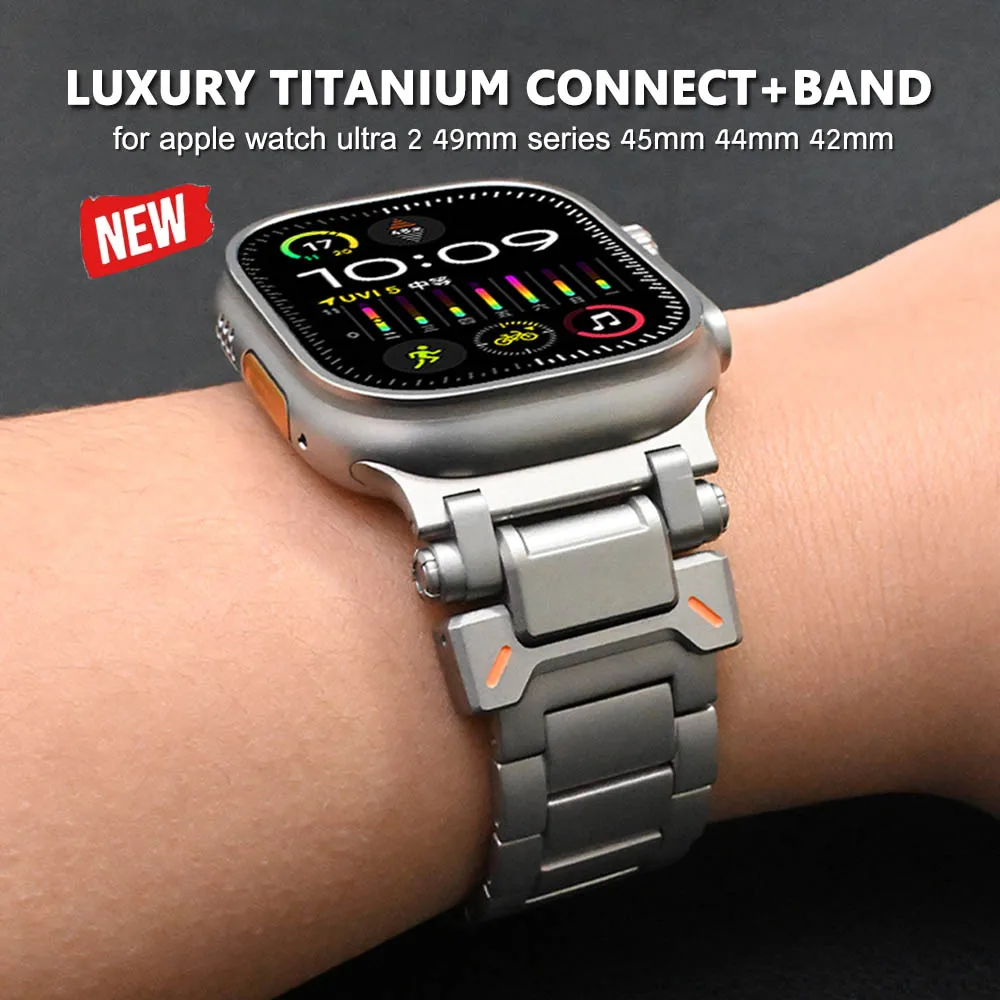 

Luxury Titanium Bracelet For Apple Watch Ultra 2 Band 49mm For iWatch Series 9 8 7 45mm 6 5 4 SE 44mm 42mm Business Metal Band