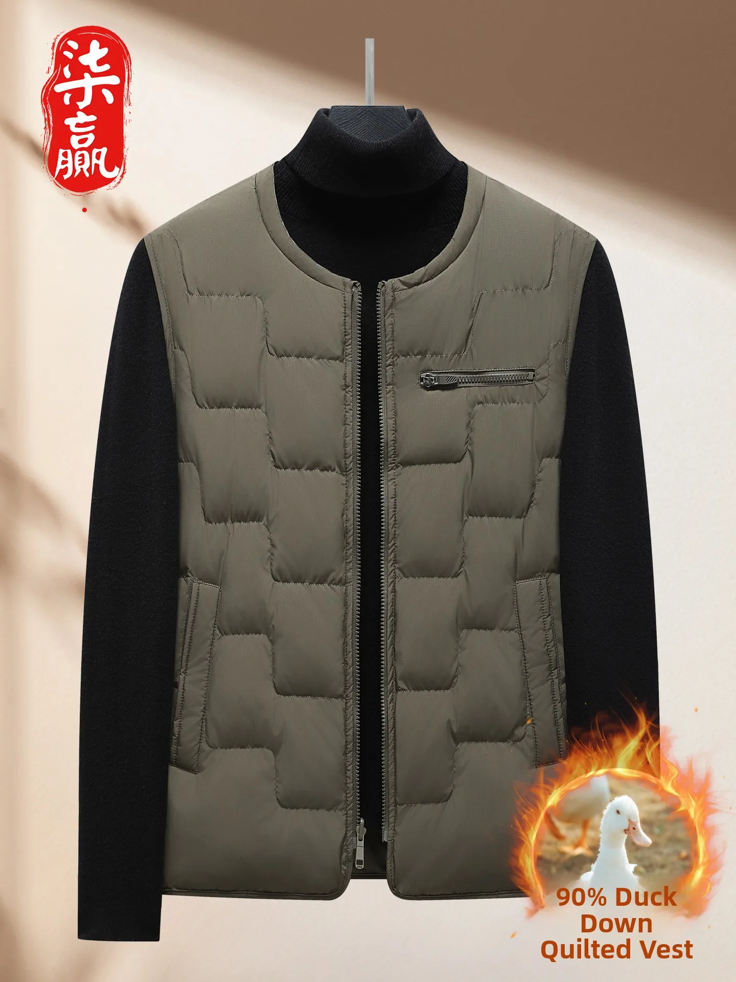 

Men's Fce Lined Thiened round Ne Svel Vest Casual Faionable Double Sided Wear Autumn Winter Polyester Fiber