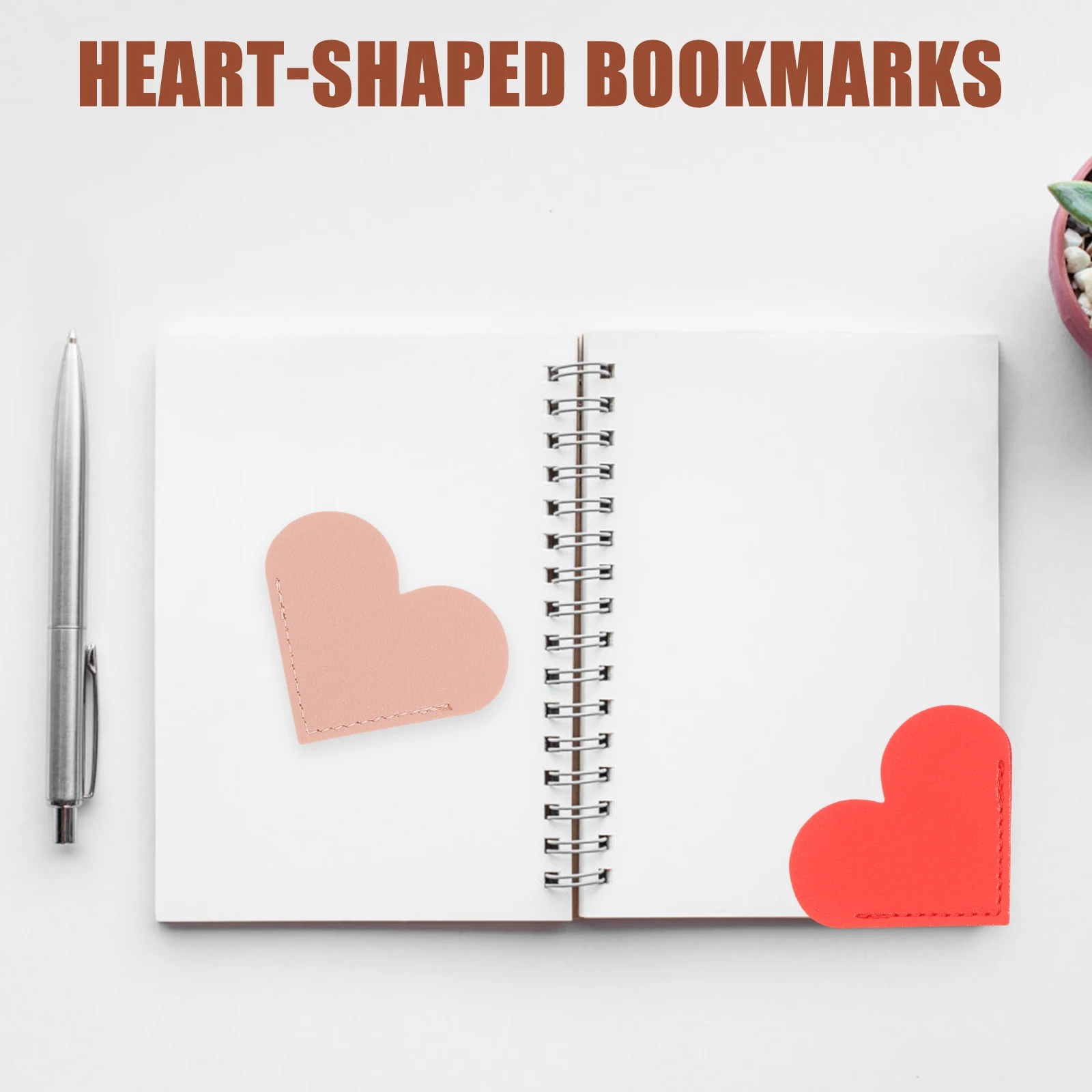 

6pcs Heart Shape Bookmarks Pu Cute Book Page Clips Corner Reading Accessories Kids Adults Decorative Functional