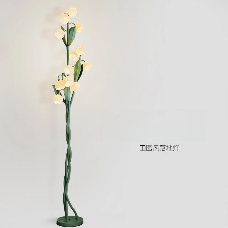 Cross-border retro lily of the valley floor lamp, high value in the living room, French country bedroom atmosphere