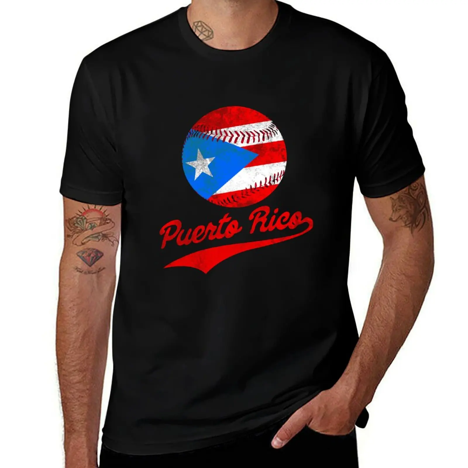 

Puerto Rico Baseball Ball Flag Puerto Rican T-Shirt t shirt man luxury men t shirt cotton 100% T-Shirt