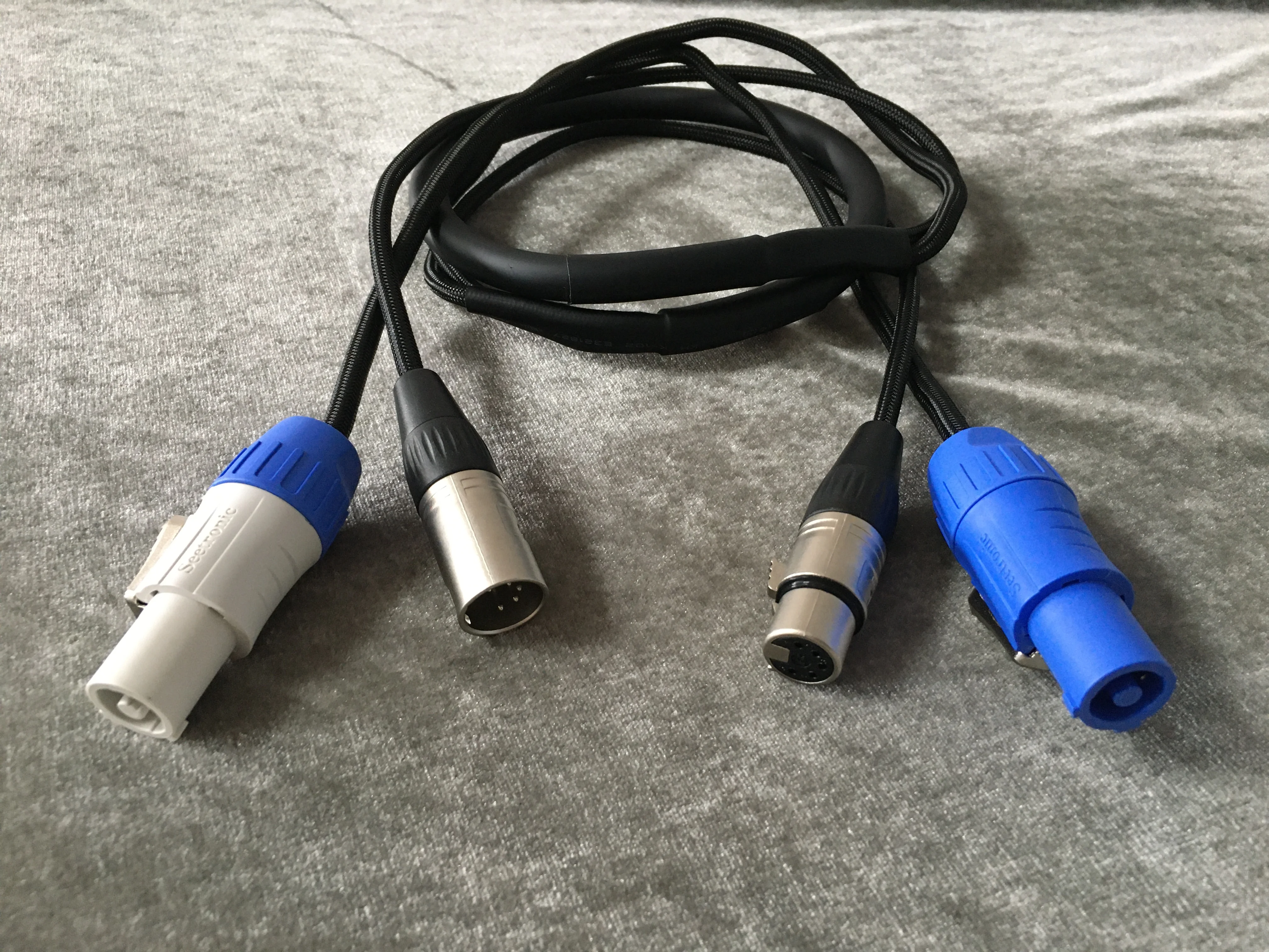 Mobile DJ Stage AC Power Powercon In/Out DMX 5Pin XLR Combination Cable 3x2.5mm² Audio Signal Speaker Control Line SEETRONIC POW