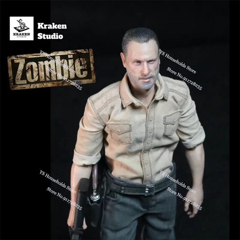 Kraken Studio 1/12 Zombie Killer Rick Doek Action Figure Stactic Rifle Model Ornament 6 "Volledige Set Soldaat Model collectie