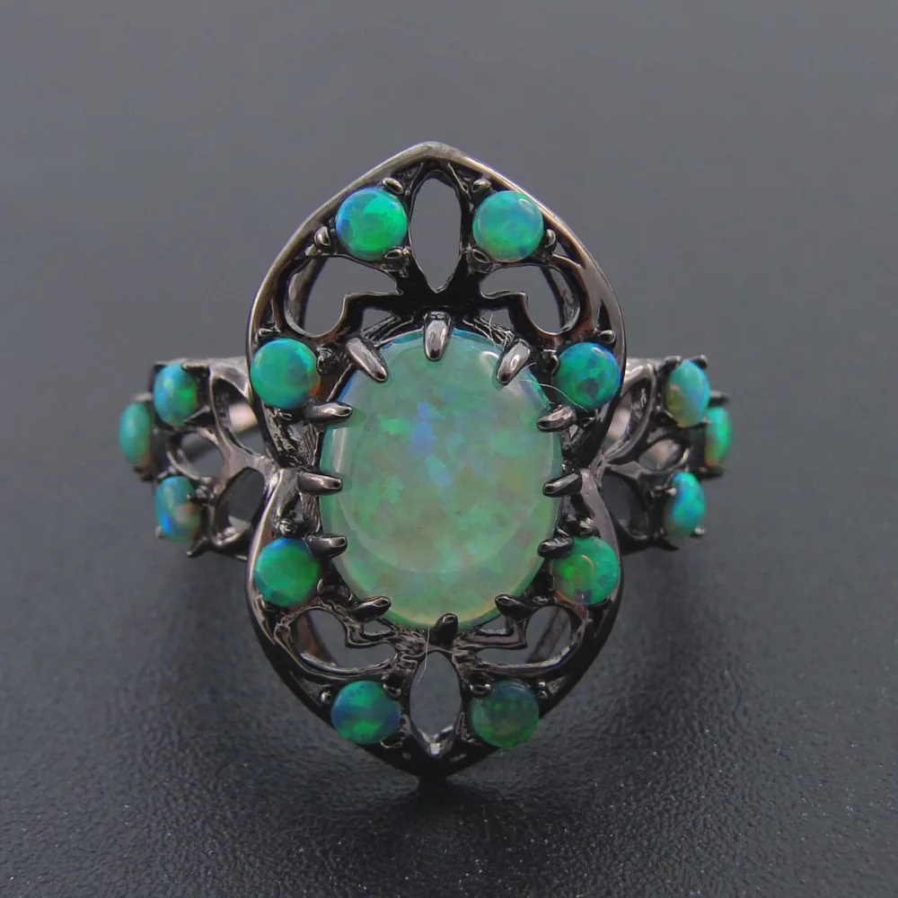 Fine Opal Jewelry 100% 925 Sterling Silver Ring with Fire Opal Ring Women Rings for Wedding party Engagement Size 6/7/8/10