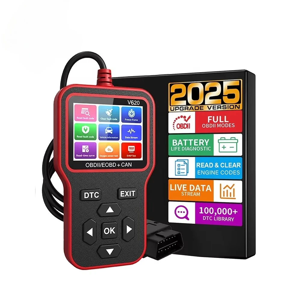New V620 OBDII Electric Car Analyzer 12V Engine Fault Code Scanner And Charging Tester OBD2 Diagnostic Tool