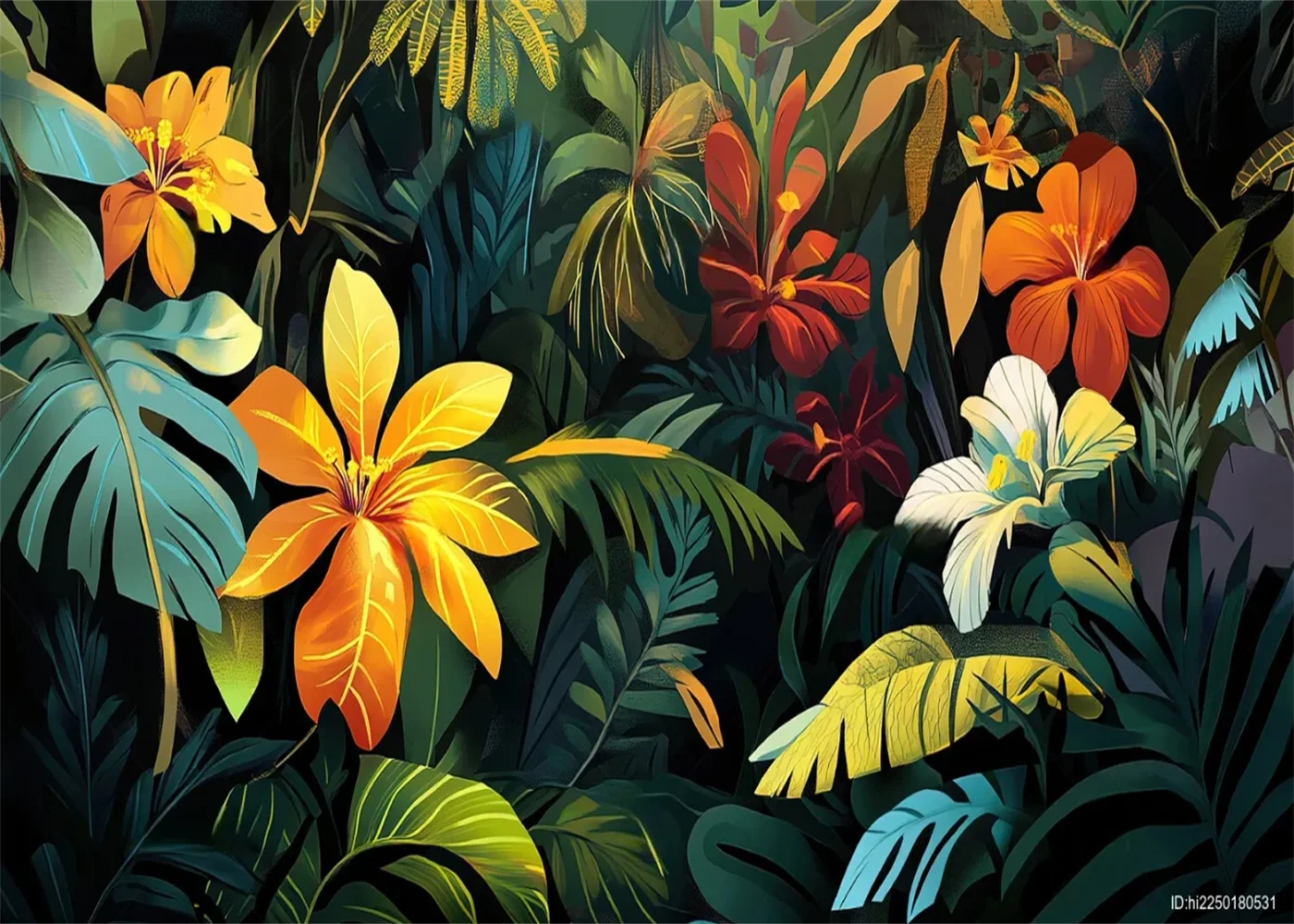 

Индивидуальные настенные панно с изображением растений и животных тропического леса, обои с изображением попугаев и птиц из Юго-Восточной Азии.