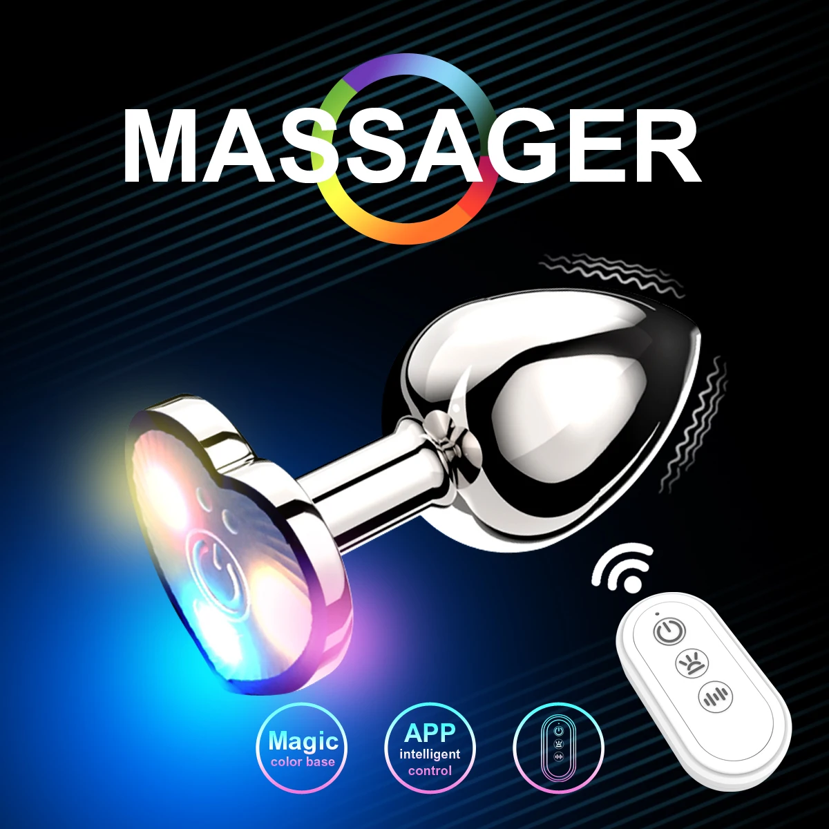 Heart-shaped vibrating luminous anal plug Remote operation of mobile phone G-spot masturbation Passionate party dance Adult - view 2