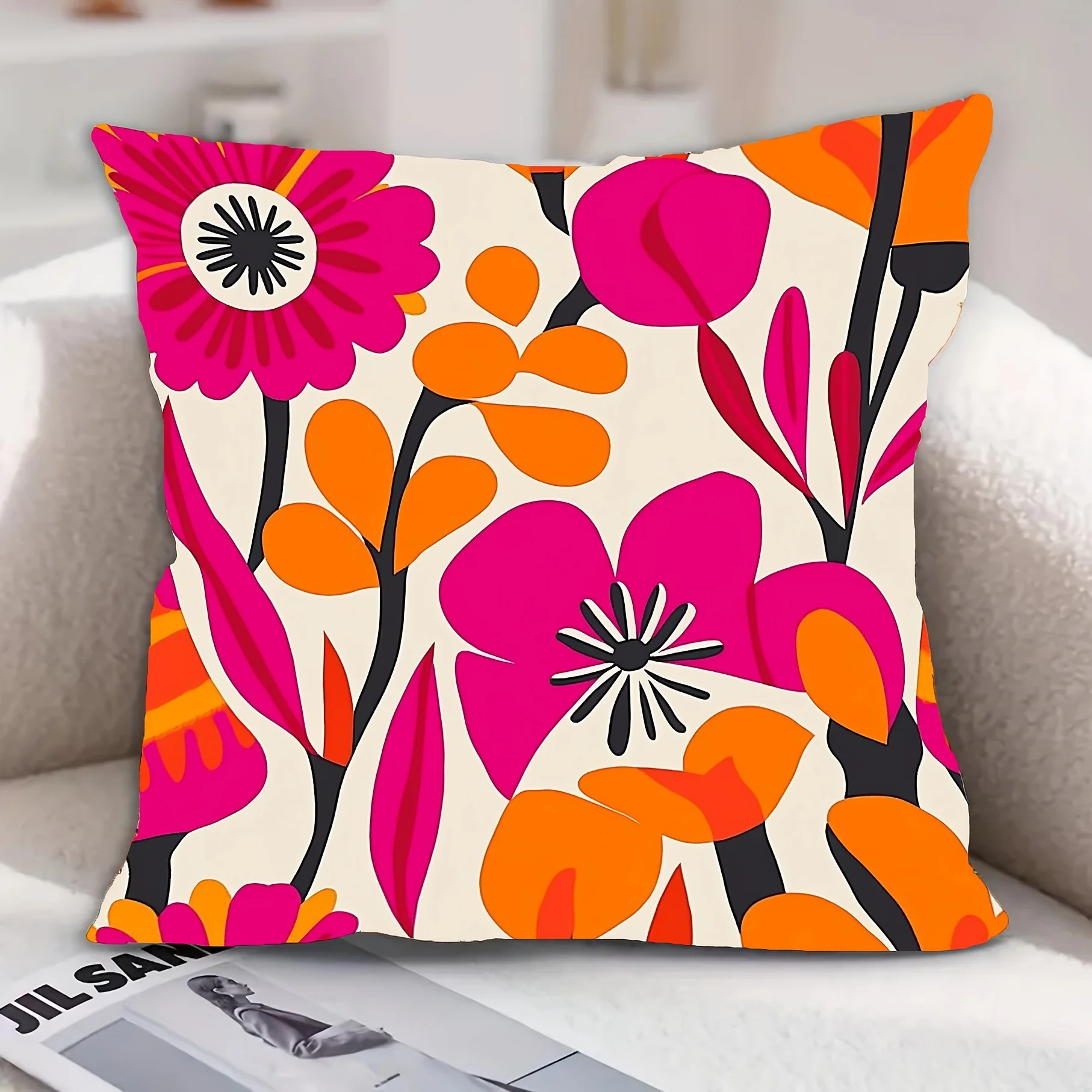 Pillow Insert 18X18 - غطاء وسادة بتصميم أزهار اسكندنافية عتيقة