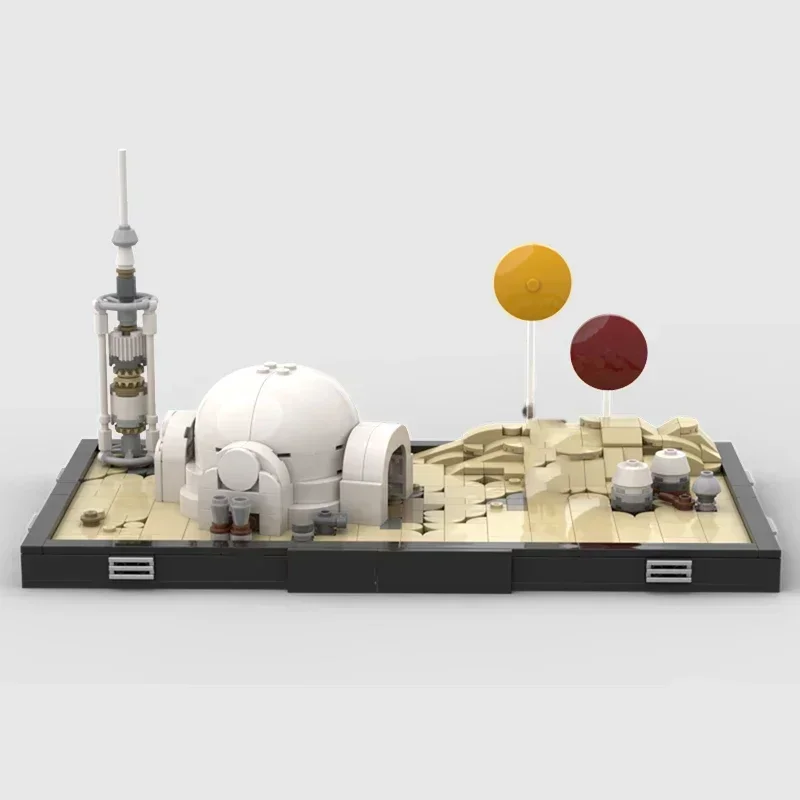 Star Movie Modello Moc Mattoni da costruzione Binario Tramonto Deserto Diorama Tecnologia Blocchi modulari Regalo Giocattolo di Natale Set fai da te Assemblaggio