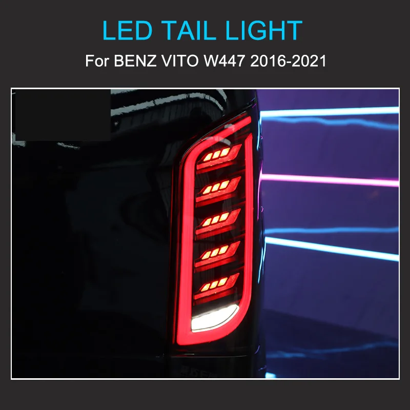 1 زوج مصباح ليد خلفي لبنز فيتو W447 V260 2016-2011 مصابيح خلفية التوصيل والتشغيل مع LED الديناميكي تحول أضواء خلفية