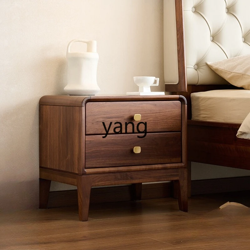 

LZR Black Walnut Home Bedroom Bedside Shelves Vintage Small Cabinet