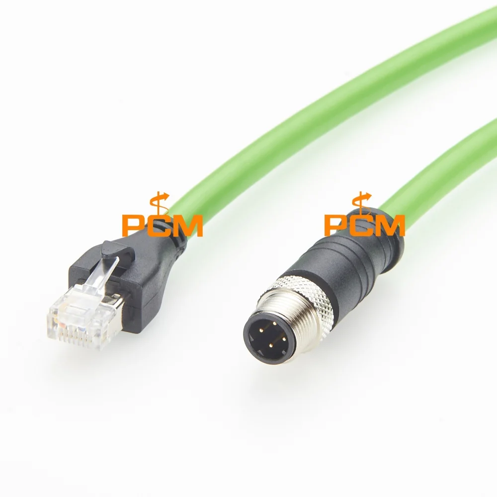 M12 Profinet Industrielles Ethernet-Kabel M12 D-Code 4-Pin Stecker auf RJ45 Stecker CAT5E Abgeschirmtes Netzwerkkabel IP67 Wasserdicht – Detail 1