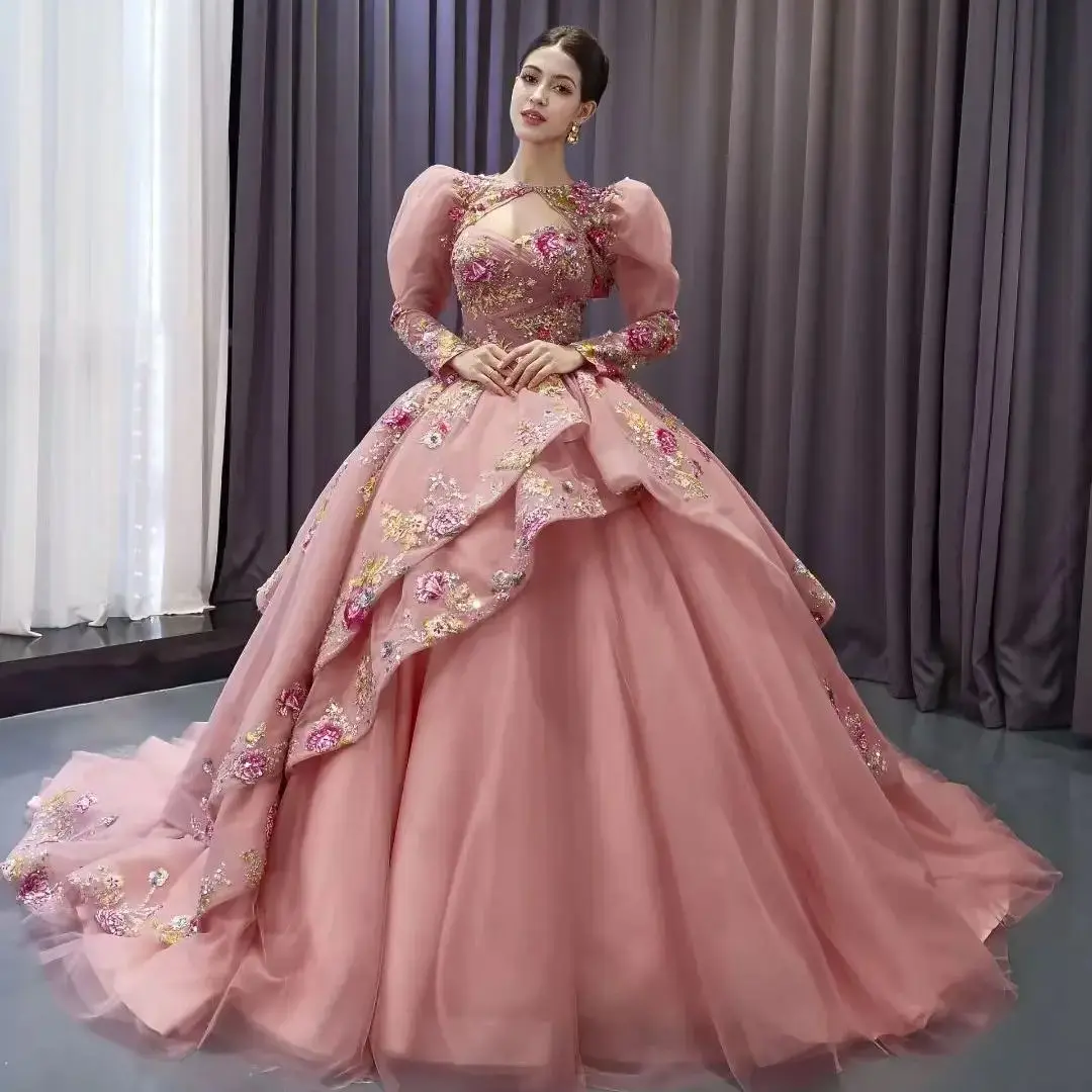 

Pink Charro Quinceanera Dresses Ball Gown Sweetheart Appliques Floral Mexican Sweet 16 Dresses 15 Anos Customized