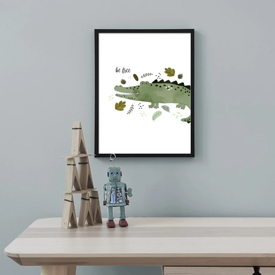 الزرافة الأسد الفيل زيبرا التمساح الرسم على لوحات القماش الجدارية الشمال الملصقات وطباعة جدار صور لغرفة المعيشة ديكور المنزل #5