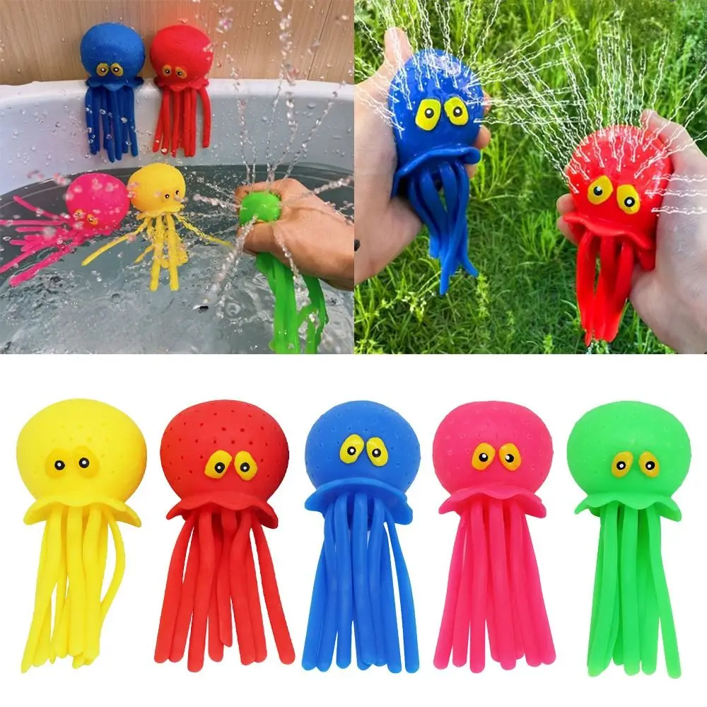 1/2/5pcs Cute Sponge Octopus Baby Bath Toys Plastic Water Absorbing & Squeezing Water Pool Play Toys Colorful Stress Relief Toy