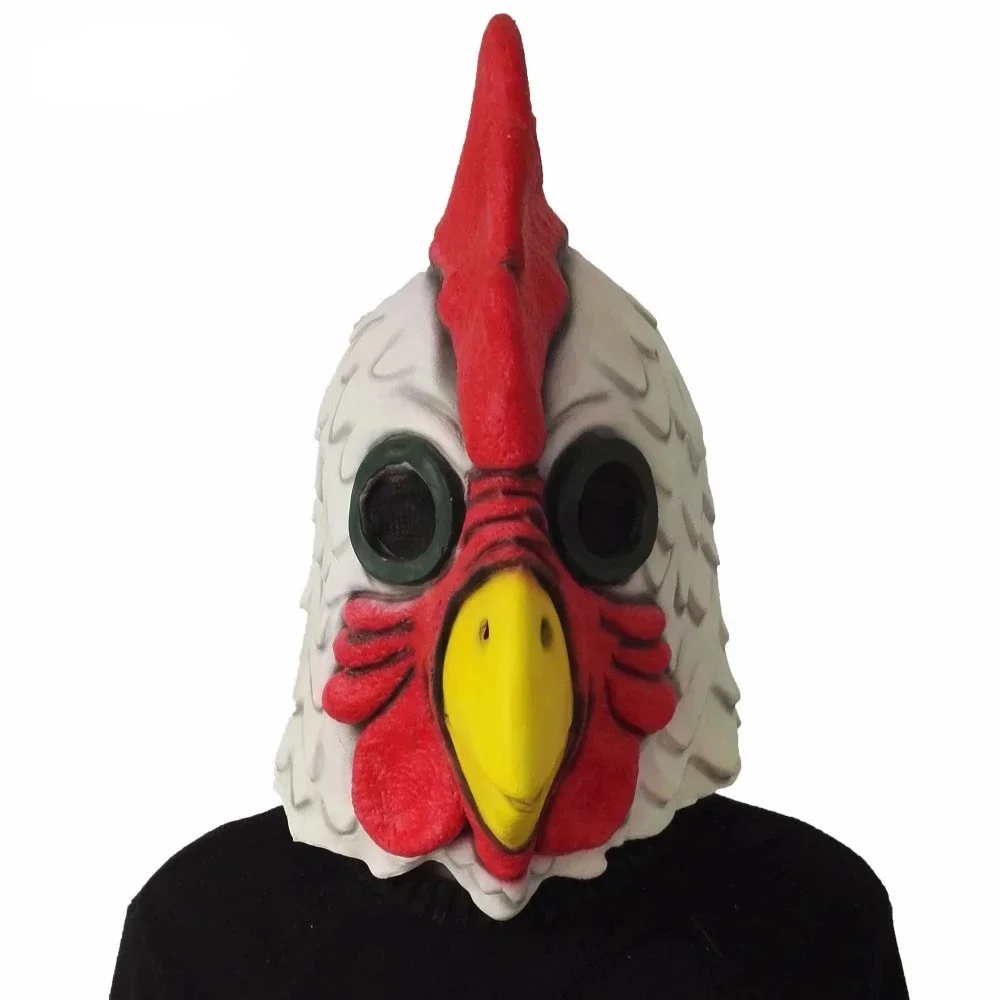 2026 White Latex Rooster Adults Mad Chicken Cockerel Mask Halloween Scary Funny Masquerade Cosplay Mask Party Mask