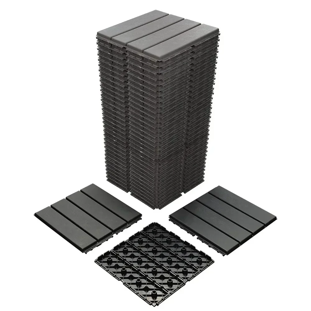 

36 Pack 36 sq. ft Plastic Interlocking Deck Tile, All Weather Use, Patio Floor Decking Tiles for Porch Poolside Balcony Backyard
