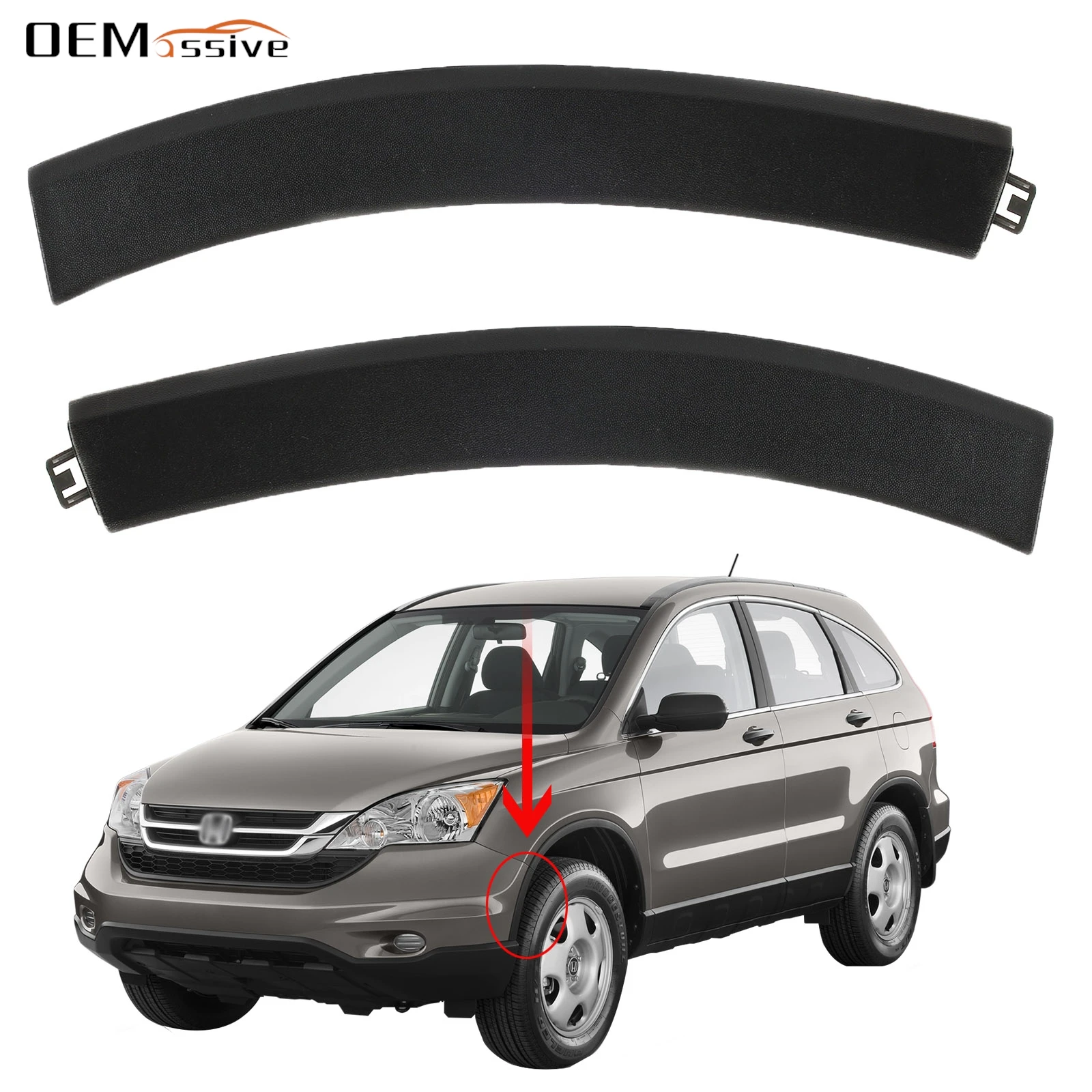 Front Bumper Wheel Fender Molding Trim 2-Pack Bumper Fillers Left & Right Replacement for Honda CR-V CRV 2007-2011 71103-SWA-000