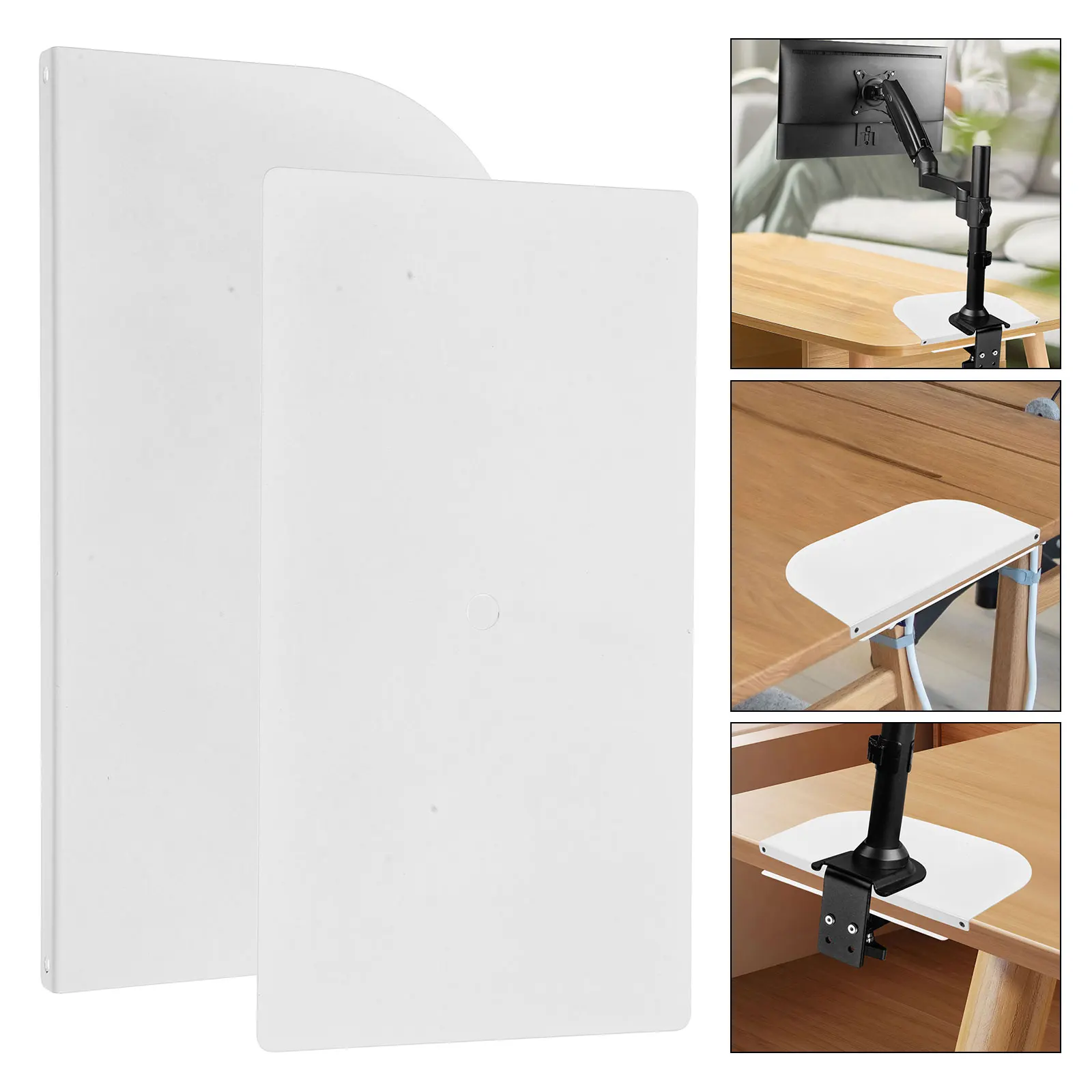 1 Set Monitor Stand Grommet C Clamp Installation Hole Reinforcement Plate Steel Mounting Bracket Desktop Fixing Stable Durable