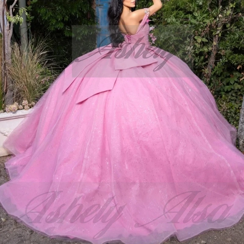 A36333 Simple High Quality 15th Girl Birthday Party Dress Ruched Bow Tulle Floor Length Prom Occasion vestido de 15 quinceañera