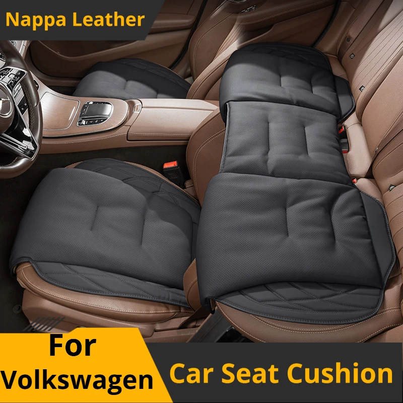 For Volkswagen Leather Car Seat Cushion Tiguan Atlas Golf Jetta T-Roc Id.4 Soft Car Seat Cover All Season Interior Accessories