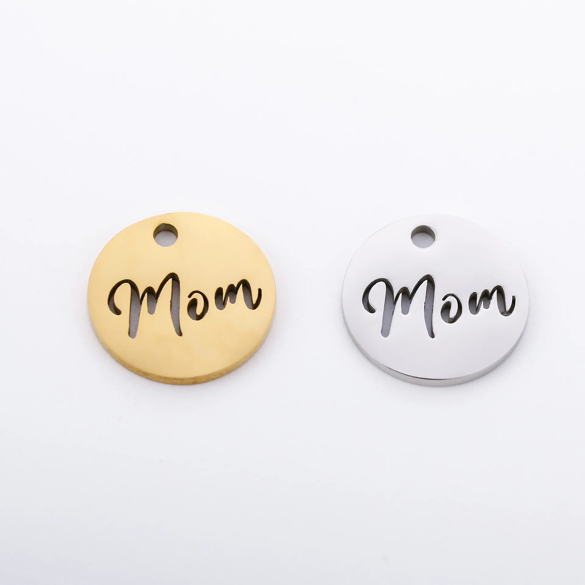 5pcs/Lot Making Mother\'s Day Unique Gift Pendants Stainless Steel Hollow Mom Letter Charms For Necklace Bracelet Accessories DIY