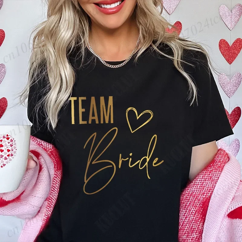 Bridal Shower Team Bride Shirt, Women’s Bachelorette Party Tops, Bridal Wedding T-shirt, Bridesmaid Shirts for Single Farewell