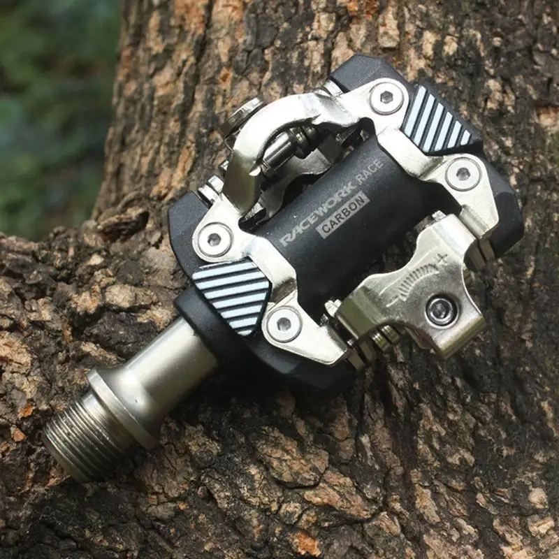 Pair of Nylon Pedals Platform Mountain Bike Pedal Self-Locking Pedal Non-Slip Nylon Fiber Platform, Tension Adjustment 