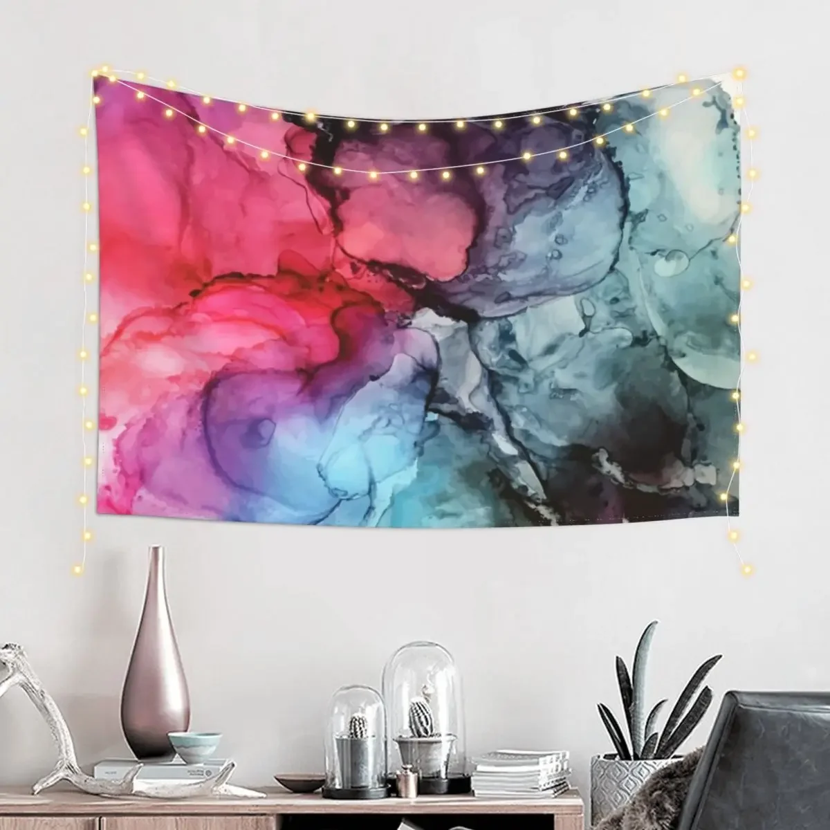 Darkness to Light - Mixed Media Painting Tapestry Aesthetic Room Decor Japanese Room Decor Hanging Wall Wall Art Tapestry