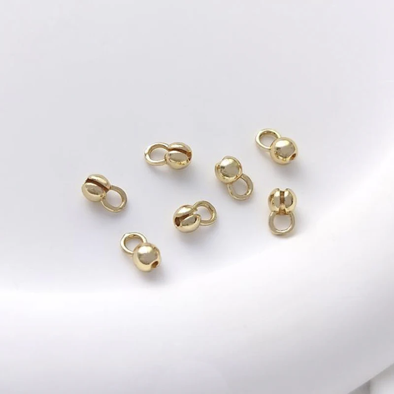 

5 шт. латунные 14-каратные позолоченные наконечники для бусин, обжимные наконечники для наконечников, крышки для разъема для бусин, раскладушки для шнура для изготовления ювелирных изделий