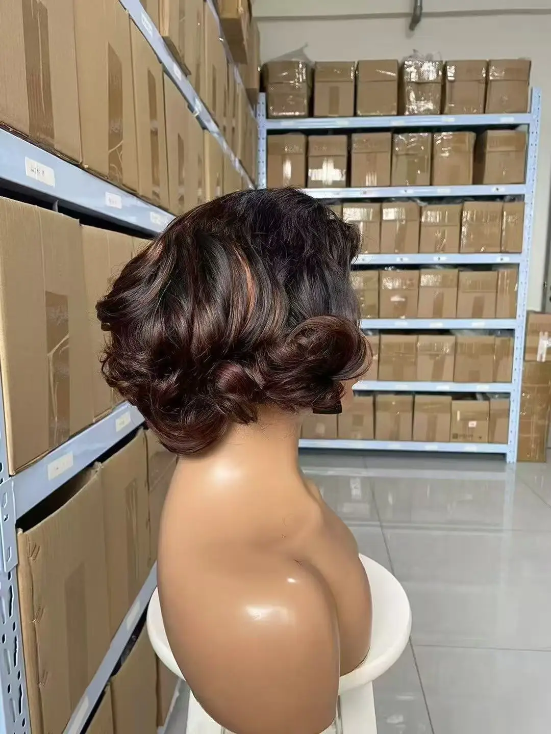 Ombre Schokoladenbraun Lose Bouncy Wave 4x4 HD Lace Closure Echthaarperücken 100% Vietnamesisches Haar Sofort tragbar Kleberlose Lockenperücke – Detail 6
