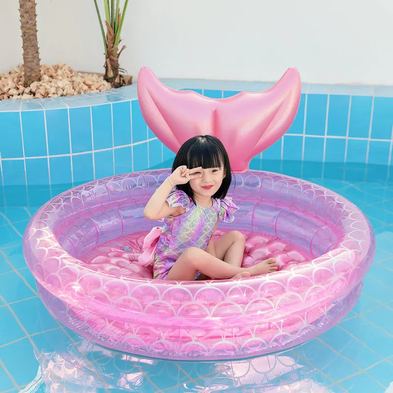 

New Mermaids Inflatable Pool Bathing Kids Summer Home Outdoor Swimming Pool Inflatable Square Swimming Pool For Kids Gifts Girl