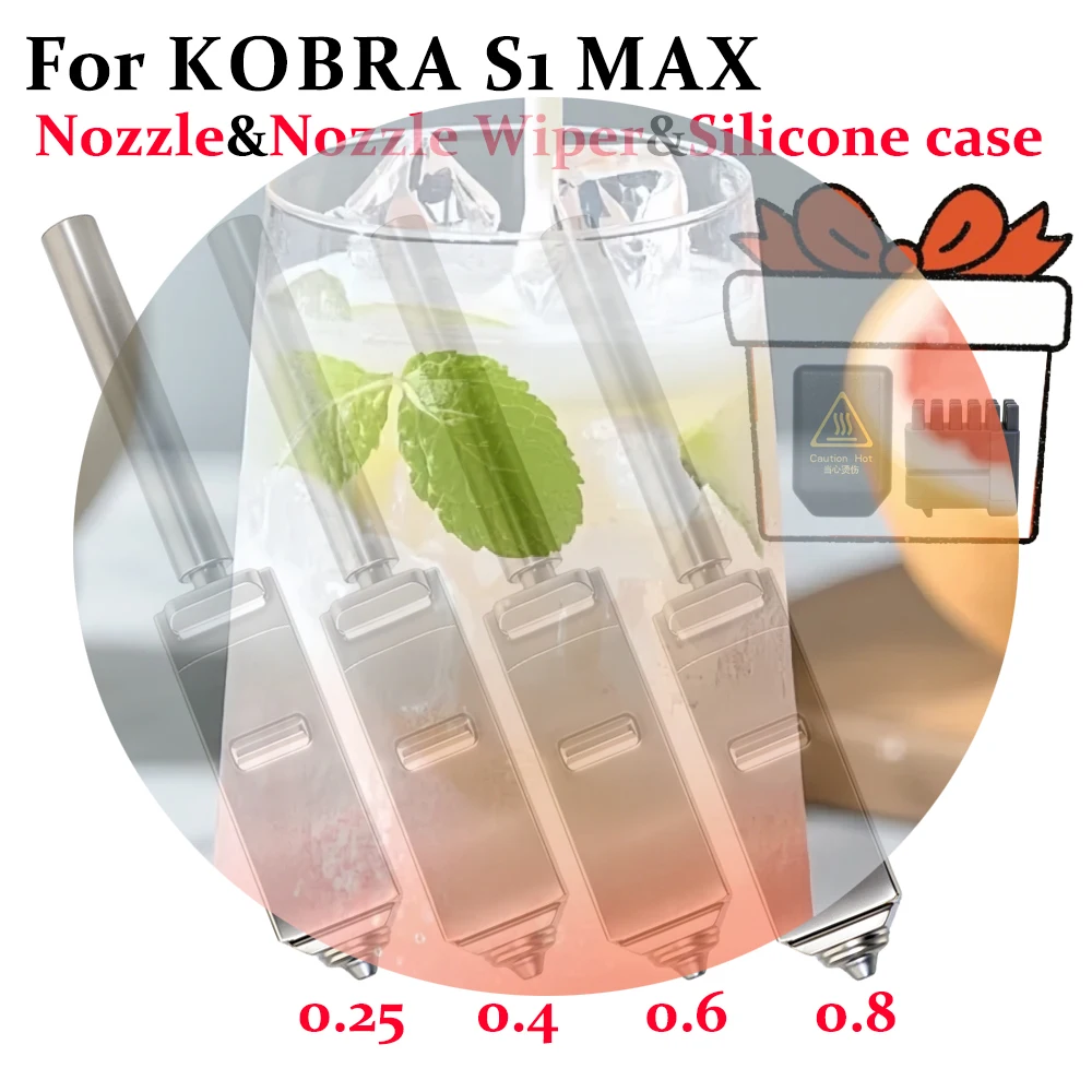 

For Anycubic Kobra S1 Max Nozzle With Nozzle Wiper Silicone Sleeve Hardened Steel Kobra S1 Max Combo Hotend 3d Printer Accessory