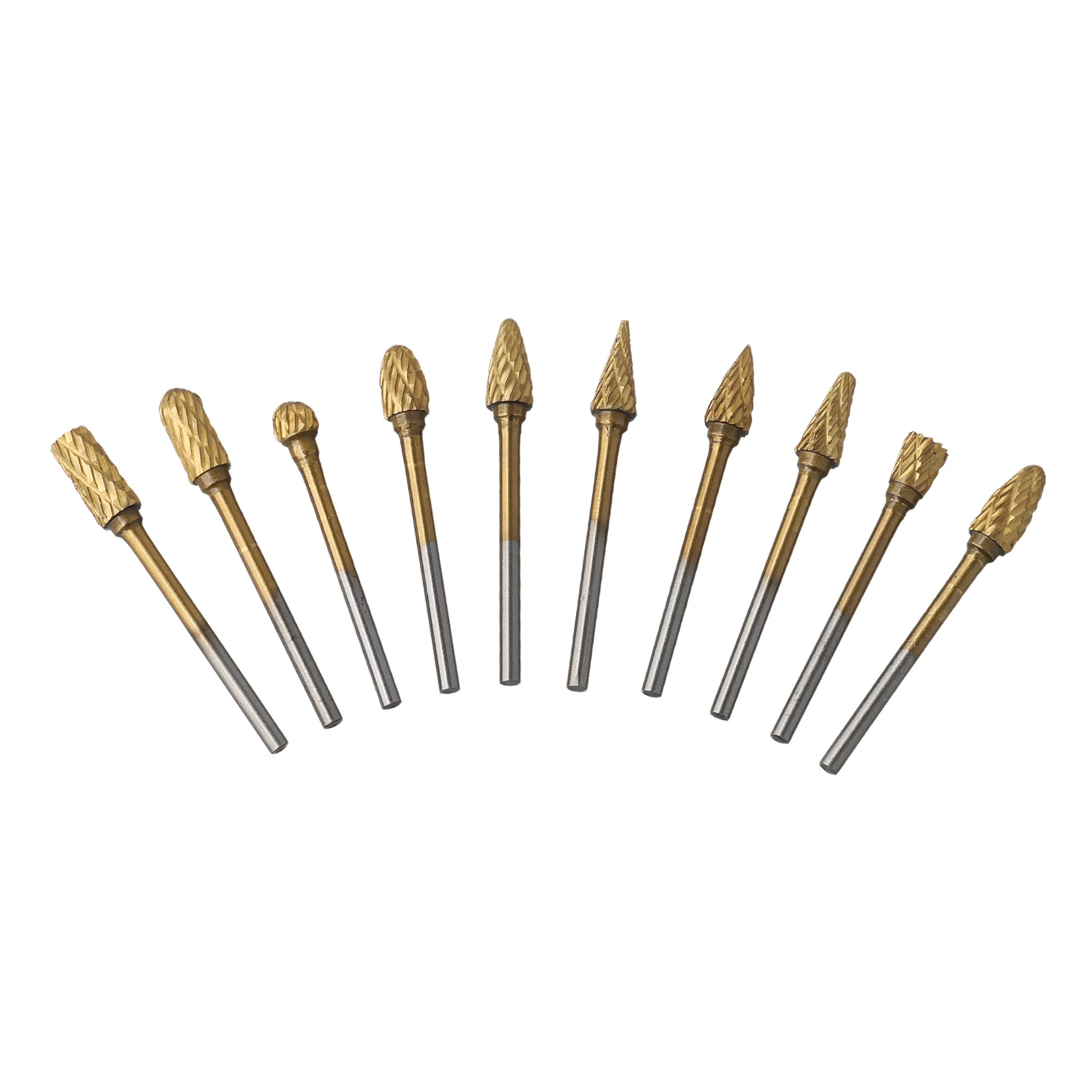 10 pcs 3mm Shank Milling Cutter Burr Cut Rotary Tools Router Bit Set Suitable for Use on Metal and Alloy Steel