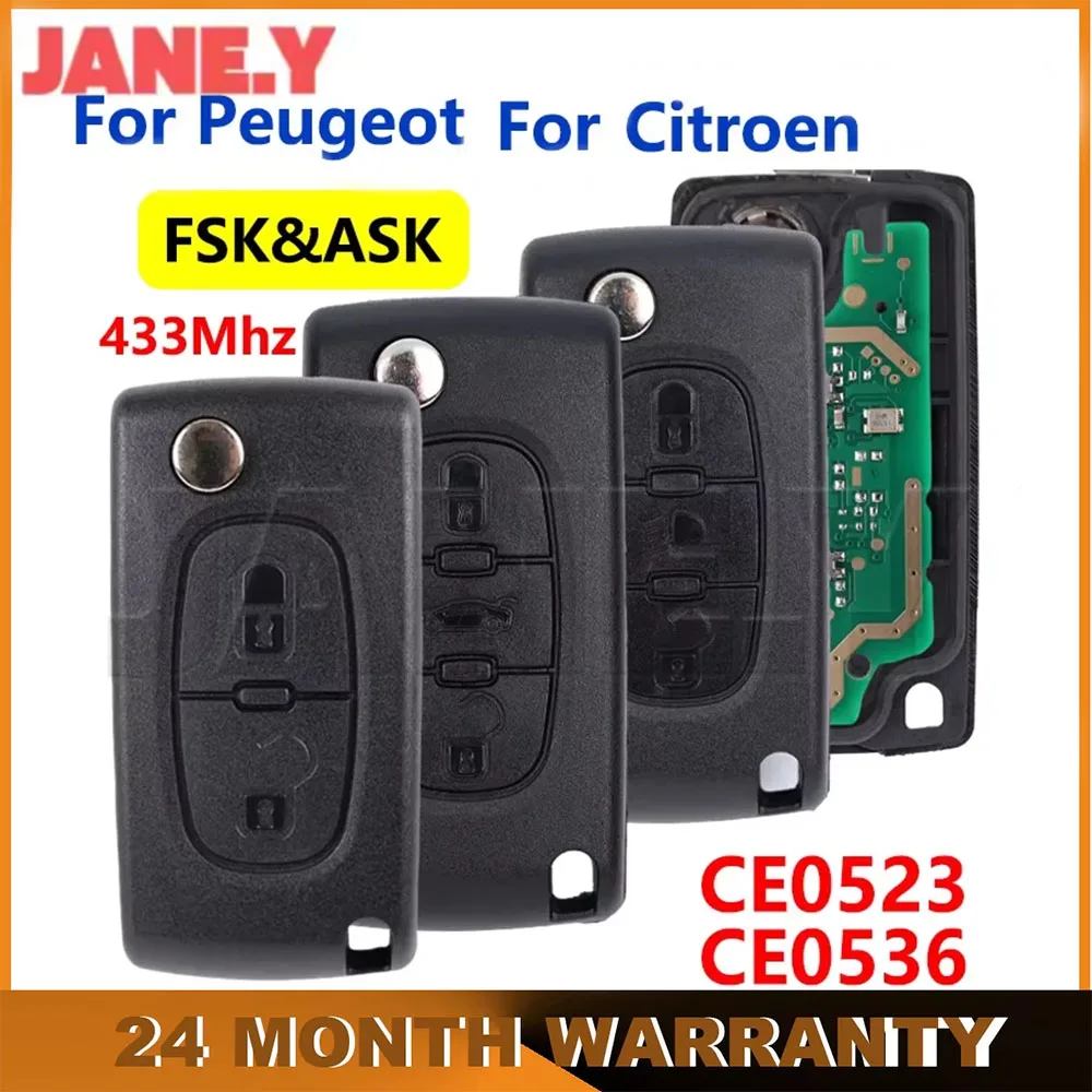 

For Peugeot 207 307 308 407 607 807 For Citroen C2 C3 C4 C5 C6 Xsara Berlingo Car Flip Remote Control Key CE0536 CE0523 HU83 VA2