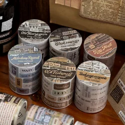 4 Styles, 200cm Per Roll, Retro Copperplate Paper Text Collage Tape Stickers, DIY Handmade Decorative Stickers