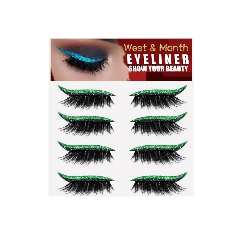 False Eyelashes Eyeliner Stickers Waterproof Cat Eye Eyeshadow Patch for Quick Party Natural Look