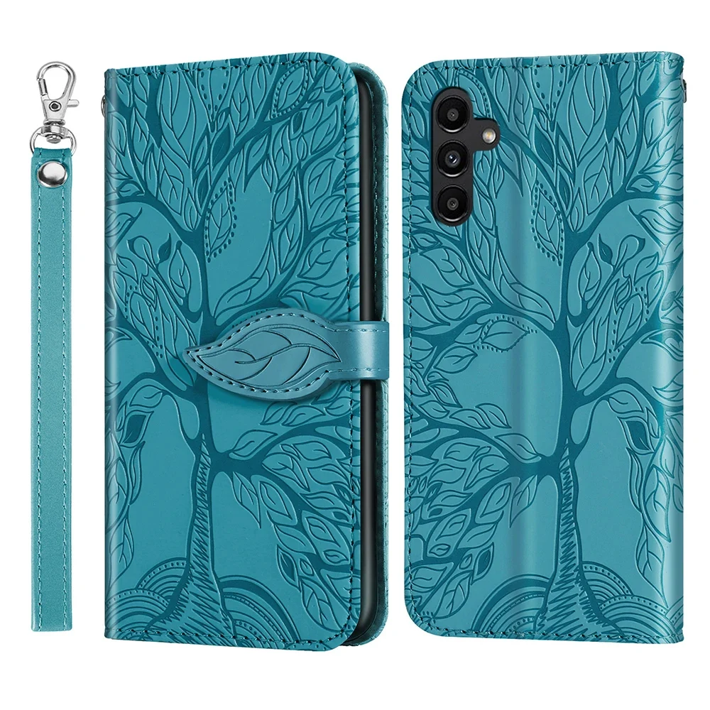 tui portefeuille de tlphone en cuir avec arbre gaufr, livre pour Samsung Galaxy A16 A26 A36 A56 A05s A15 A25 A35 A55 A14 A24 A34 A54 5G