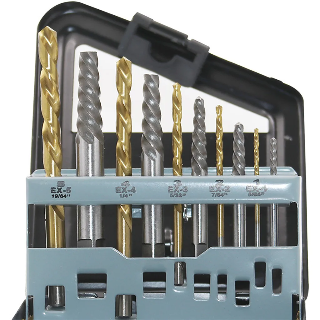 

-AT37 10Pcs Left Hand Drill Bit Set, Spiral Flute Extractor Set Broken Bolt Remover, Easily Remove Stripped Or Damaged Screws