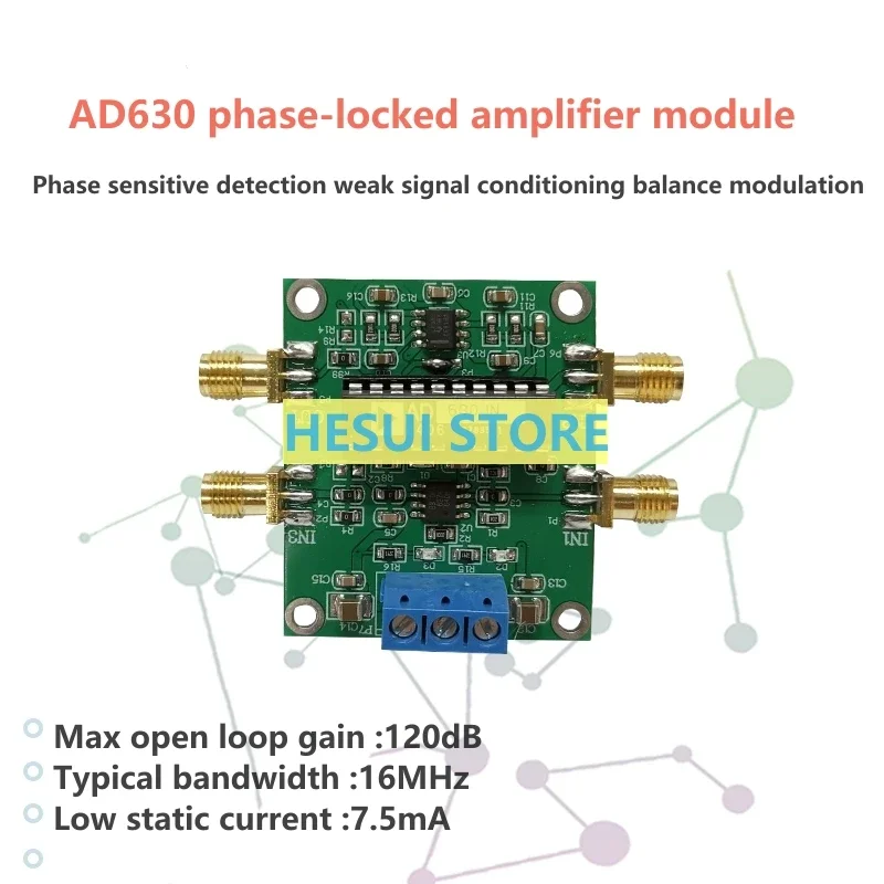 Phase locked amplifier AD630 module minimum system phase sensitive detection weak signal conditioning balance modulation